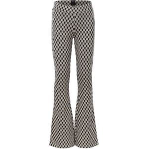 LOOXS 10sixteen flared broek met all over print ecru/zwart