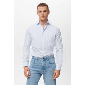 Mango Man slim gestreepte casual overhemd lichtblauw