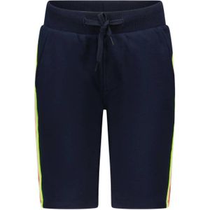 TYGO & vito slim fit sweatshort Bing met zijstreep donkerblauw