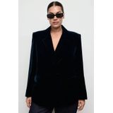 Mango fluwelen regular blazer marineblauw