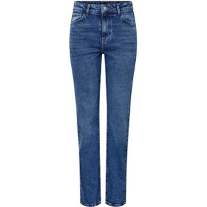 PIECES high waist straight jeans medium blue denim