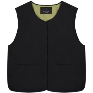 NIK&NIK reversible gilet Vico zwart/zacht olijfgroen