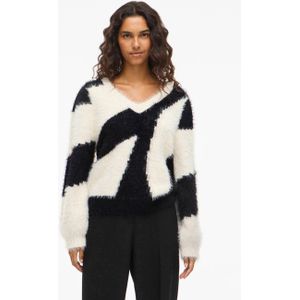 VILA - VIKUNNUO - Trui - Beige / Zwart - Knitwear