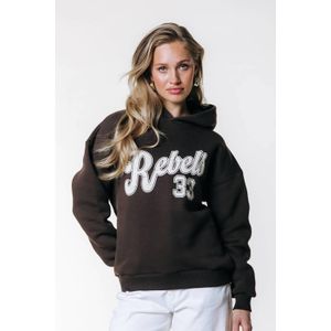 Colourful Rebel hoodie met backprint bruin