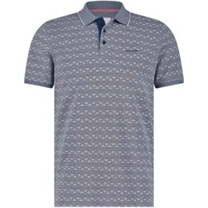 State of Art polo met all over print kobalt/wit