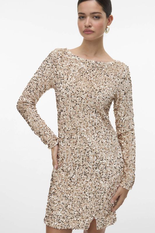 Vmbella - Korte Jurk - Feestjurk - Slim Fit - Lange Mouwen