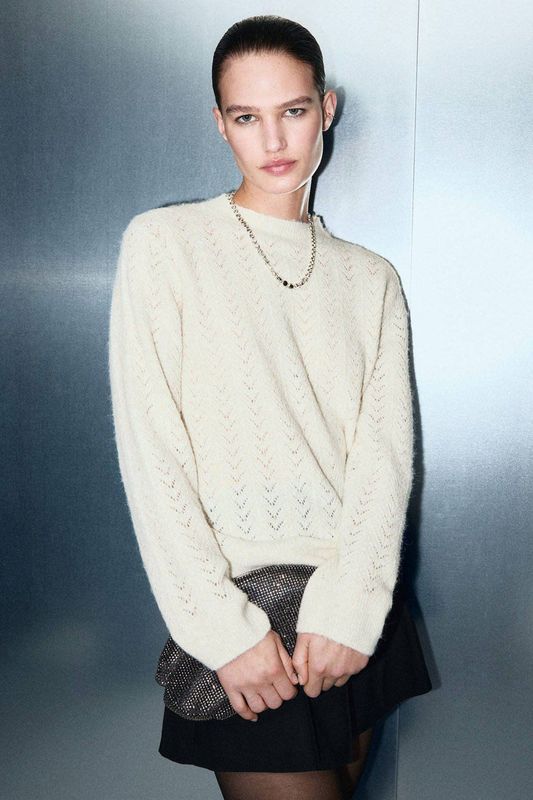 Mango pullover ecru met glitter