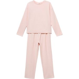 Mango Kids pyjama lichtroze rib gebreid