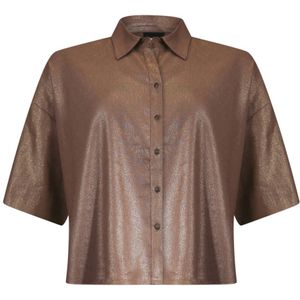 Poools linnen blouse bruin