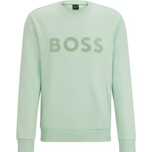 BOSS sweater SALBO met logo en 3D applicatie open green