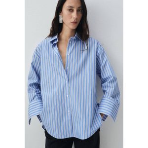 Mango gestreepte blouse donkerblauw