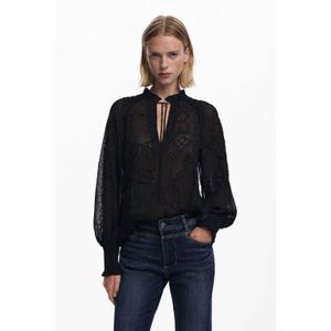Desigual - Blouse - Zwart - Wijde Blouse - Lange Mouw