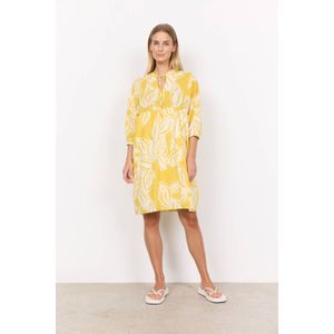 Soyaconcept A-lijn jurk met all over print geel/wit