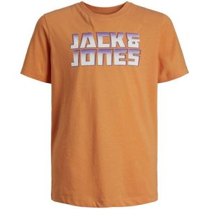 JACK & JONES JUNIOR T-shirt JCOKAPPER met logo lichtoranje