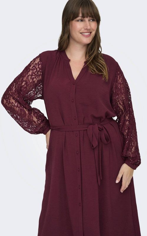 ONLY CARMAKOMA mini jurk donkerrood