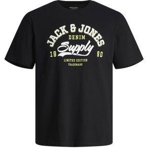 JACK & JONES ESSENTIALS regular fit T-shirt JJELOGO met printopdruk zwart