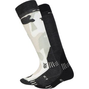 Icepeak skisokken Itasca - set van 2 zwart/wit/grijs