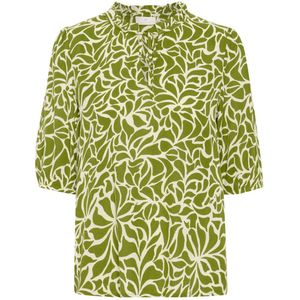 Kaffe blousetop met all over print groen/ecru