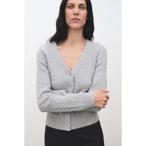 Mango gebreid vest grijs met kabels