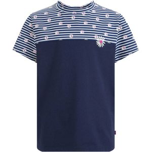 WE Fashion T-shirt met all over print donkerblauw