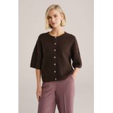 WE Fashion gebreid vest donkerbruin