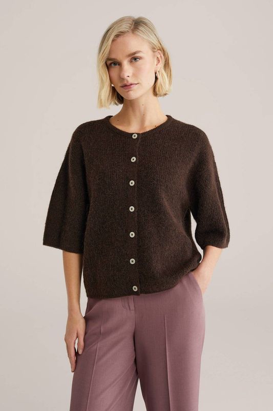 WE Fashion gebreid vest donkerbruin