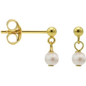 KARMA Jewelry gold plated oorbellen Dangling Pearl