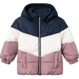 NAME IT MINI gewatteerde winterjas NMFMILLE donkerblauw/wit/lila