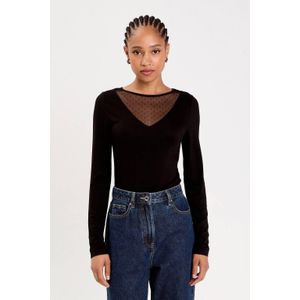 Cache Cache - Body - Zwart - Lange Mouwen - Mesh Inzet