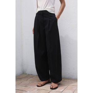 Mango wide leg regular waist casual broek zwart