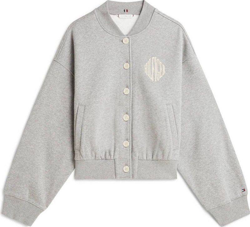 TOMMY HILFIGER Sweatvest 'Varsity'  ecru / navy / lichtgrijs / rood