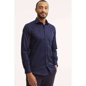 Michaelis slim fit strijkvrij overhemd donkerblauw