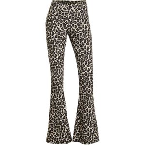 anytime flared broek met panterprint zand