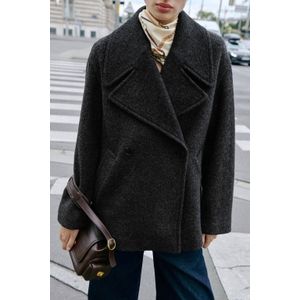 Mango wollen trenchcoat grijs