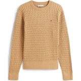 Tommy Hilfiger - CO CABLE C-NK LS SWEATER - Trui - Safari Canvas - Ronde Hals - Lange Mouwen