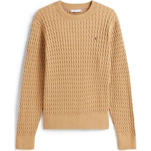 Tommy Hilfiger - CO CABLE C-NK LS SWEATER - Trui - Safari Canvas - Ronde Hals - Lange Mouwen