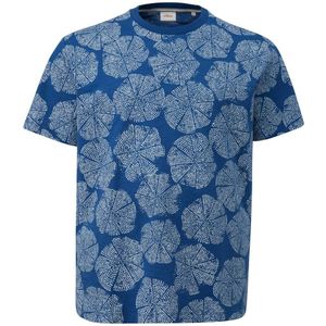 s.Oliver Big Size T-shirt Plus Size met all over print blauw