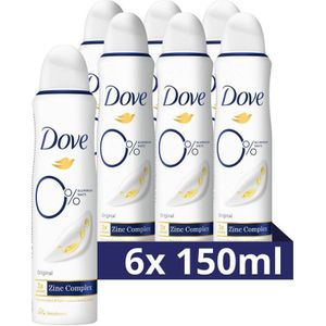 Dove 0% Aluminiumzouten Original deodorant spray - 6 x 150 ml