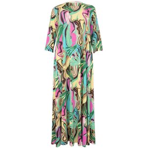 Yoek maxi jurk met all over print multi