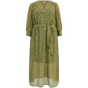 WE Fashion Curve maxi jurk met all over print en ceintuur groen/goud