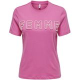 ONLY T-shirt ONLNANNA met printopdruk roze