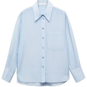 Mango blouse met zijde lichtblauw