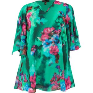 Yoek gebloemde tuniek Dolce groen/ roze/ blauw