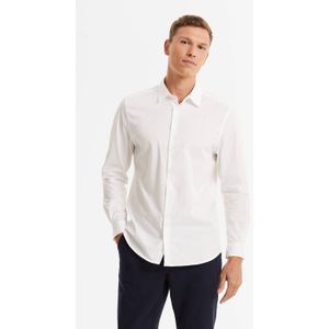 Anytime slim fit poplin overhemd wit