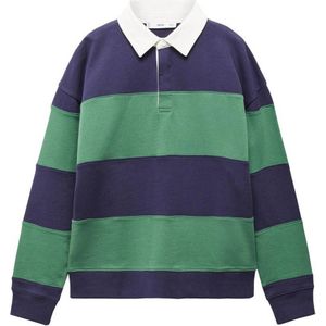 Mango gestreepte sweater groen/marine/ecru