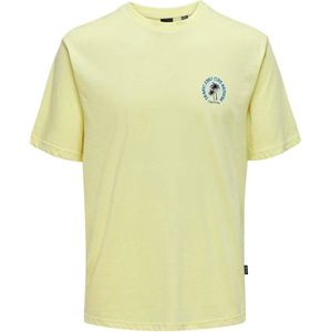 ONLY & SONS T-shirt ONSMARLOWE met backprint pastel yellow