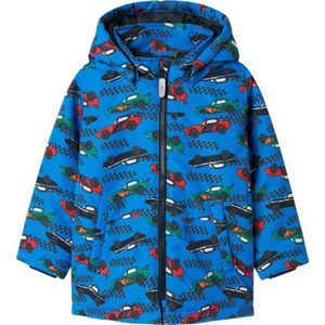 NAME IT MINI winterjas NMMMAX met all over print hardblauw/rood/groen