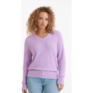 Anytime gebreide trui met V-hals lichtpaars