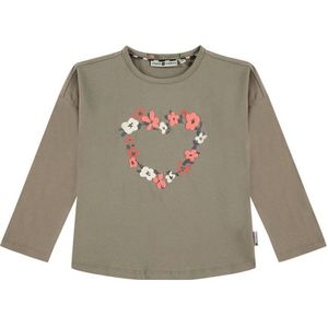 Stains&Stories longsleeve met printopdruk legergroen/roze