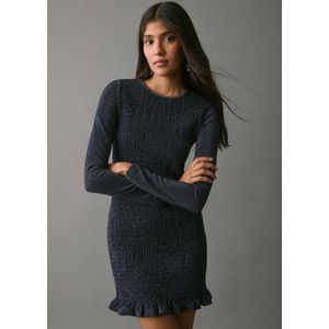 MANGO TEEN mini jurk met lurex marineblauw